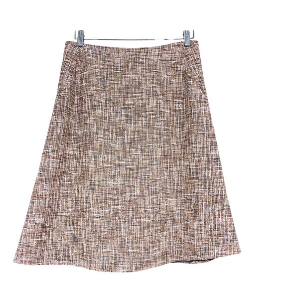 Piazza Sempione Skirt Women EUR 42 US 6 Tan Weave Linen Fit Flare Career - Picture 1 of 7